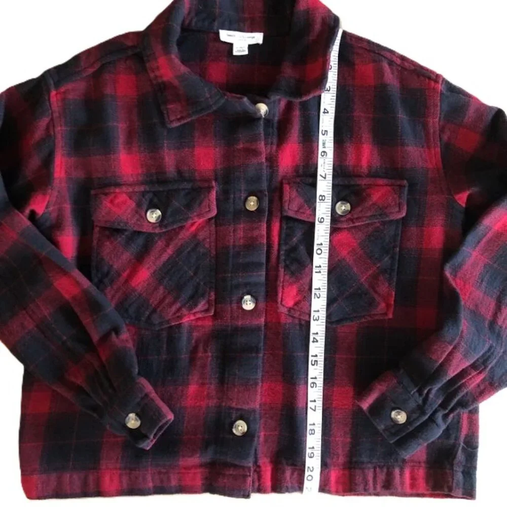 Beachlunchlounge Red/Black Plaid Flannel Shacket Size S